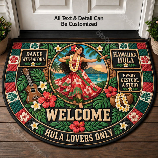 Hawaiian Hula Personalized Half Round Mat | 5To9Vibe