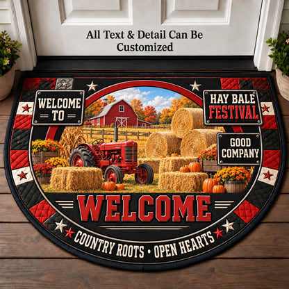 Hay Bale Festival Personalized Half Round Mat | 5To9Vibe