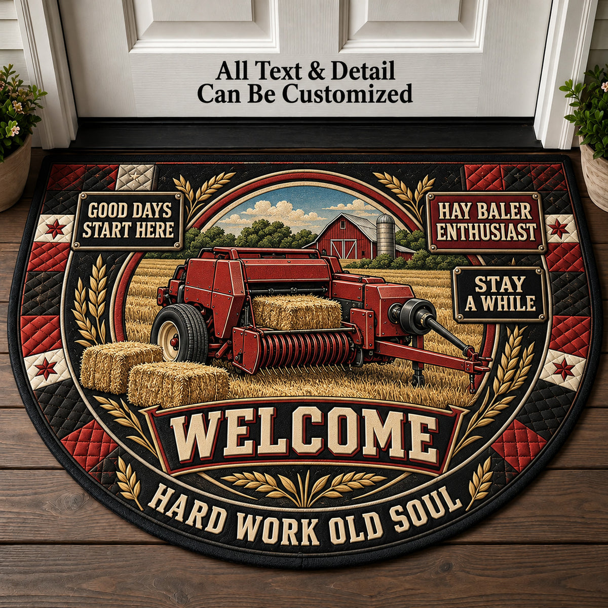 Hay Baler Enthusiast Personalized Half Round Mat | 5To9Vibe