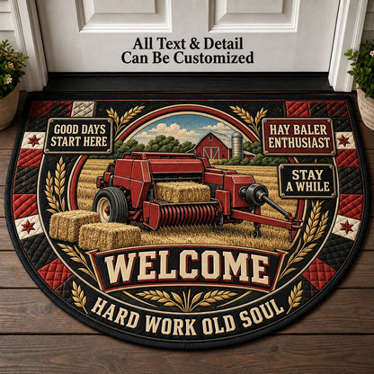 Hay Baler Enthusiast Personalized Half Round Mat | 5To9Vibe