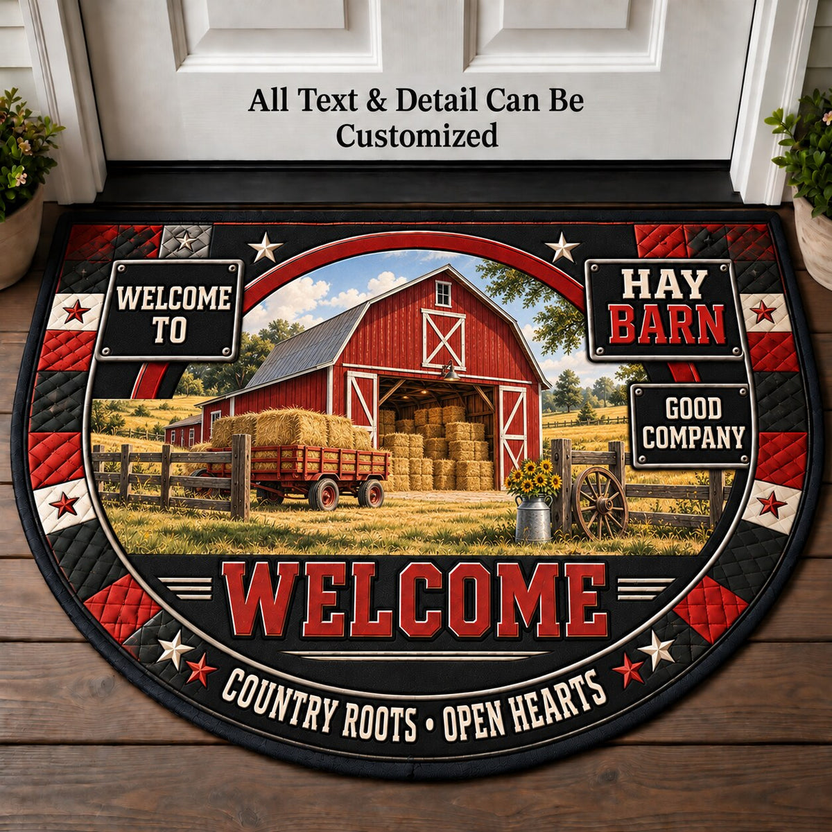 Hay Barn Personalized Half Round Mat | 5To9Vibe