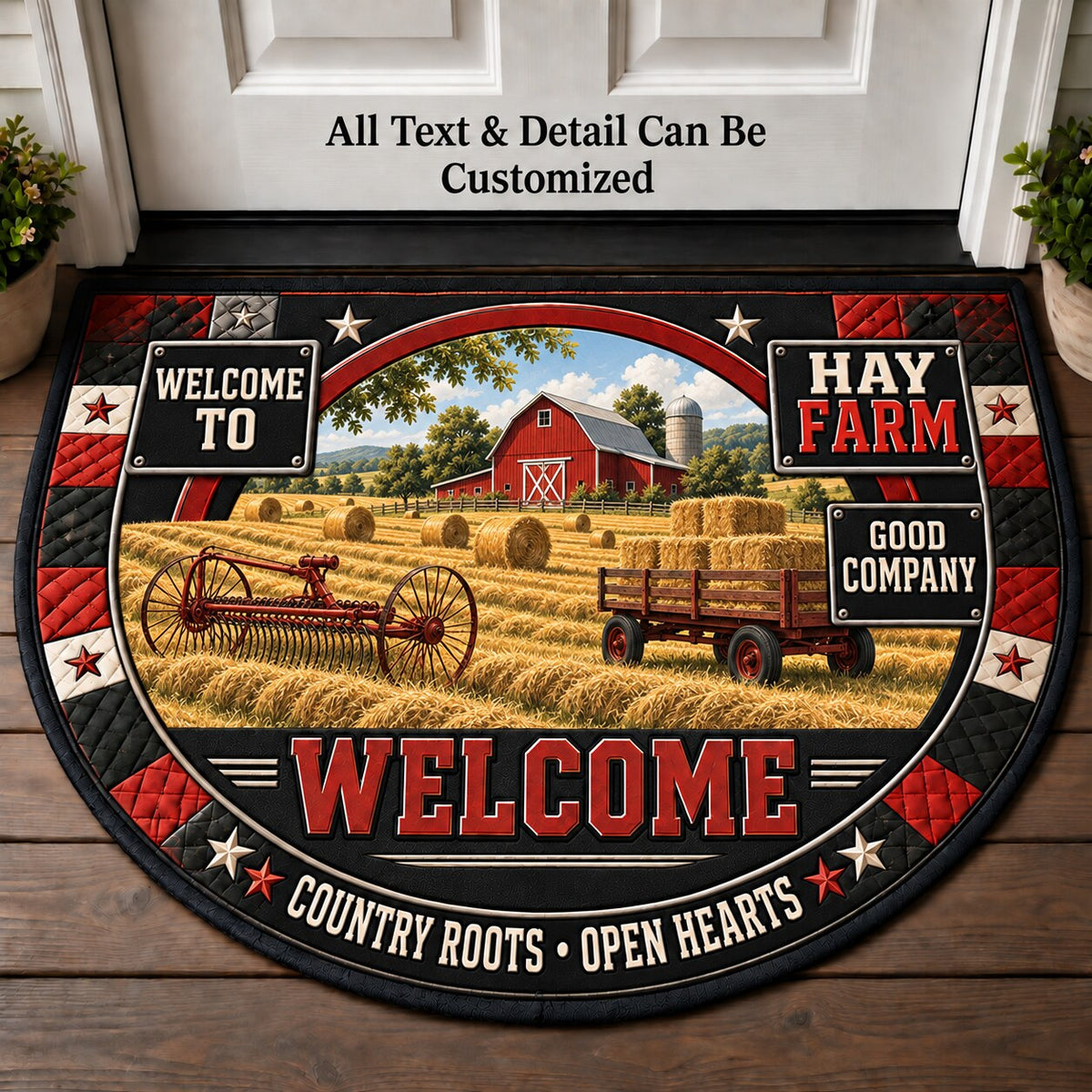 Hay Farm Personalized Half Round Mat | 5To9Vibe