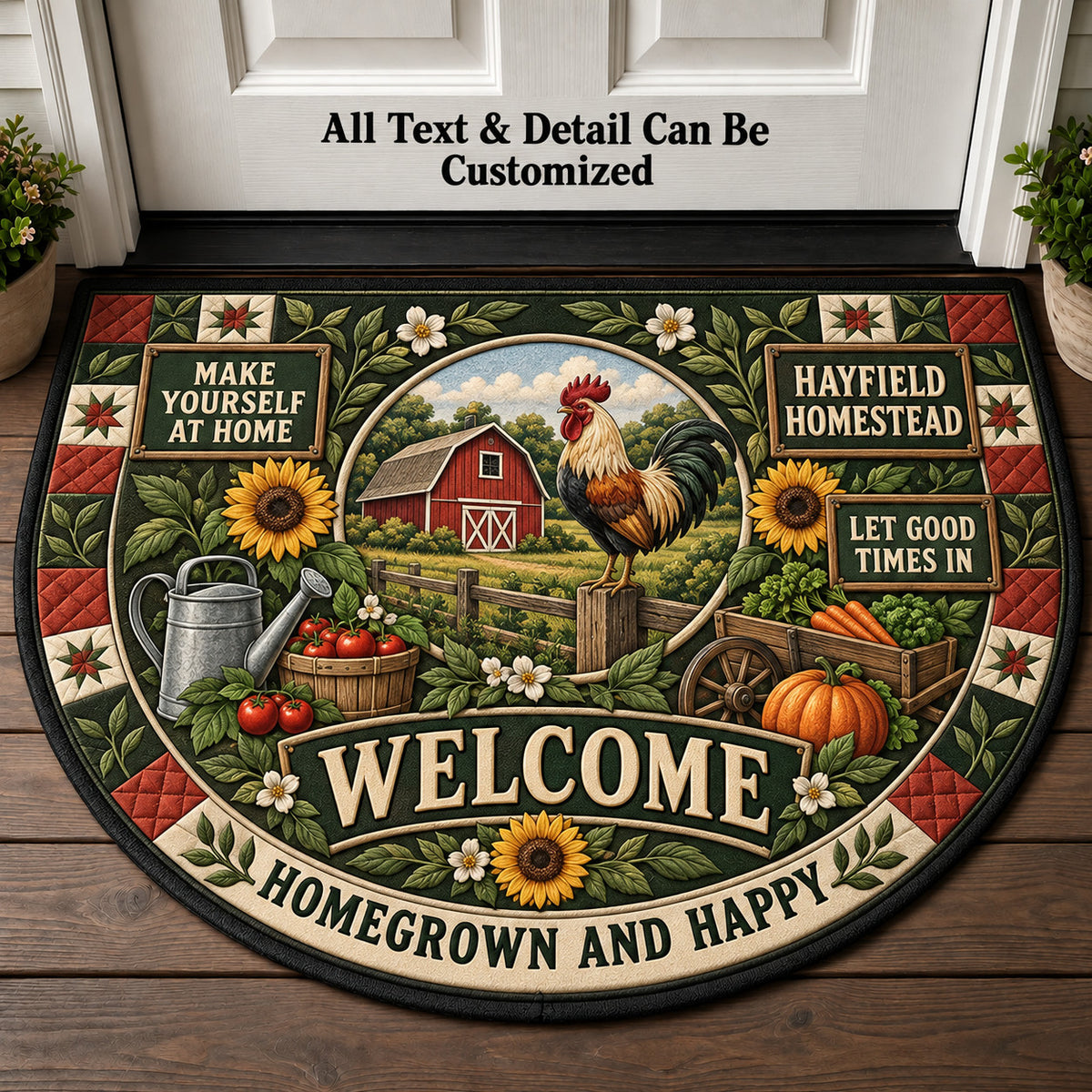 Hayfield Homestead Personalized Half Round Mat | 5To9Vibe