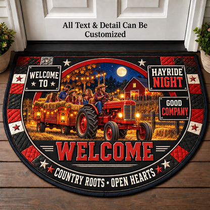 Hayride Night Personalized Half Round Mat | 5To9Vibe