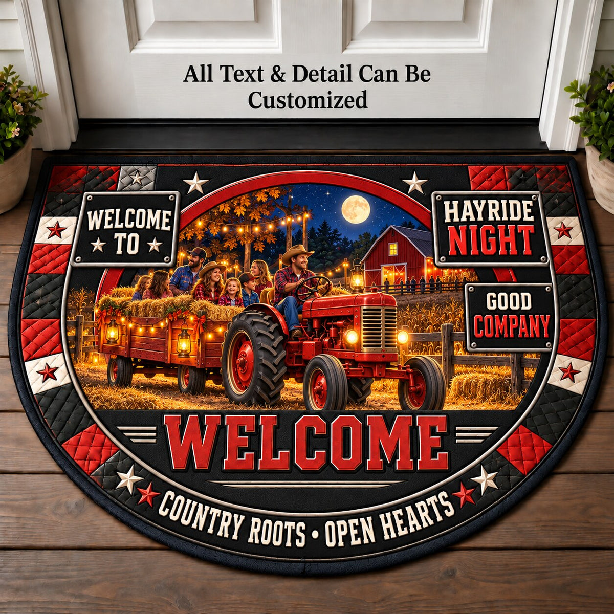 Hayride Night Personalized Half Round Mat | 5To9Vibe