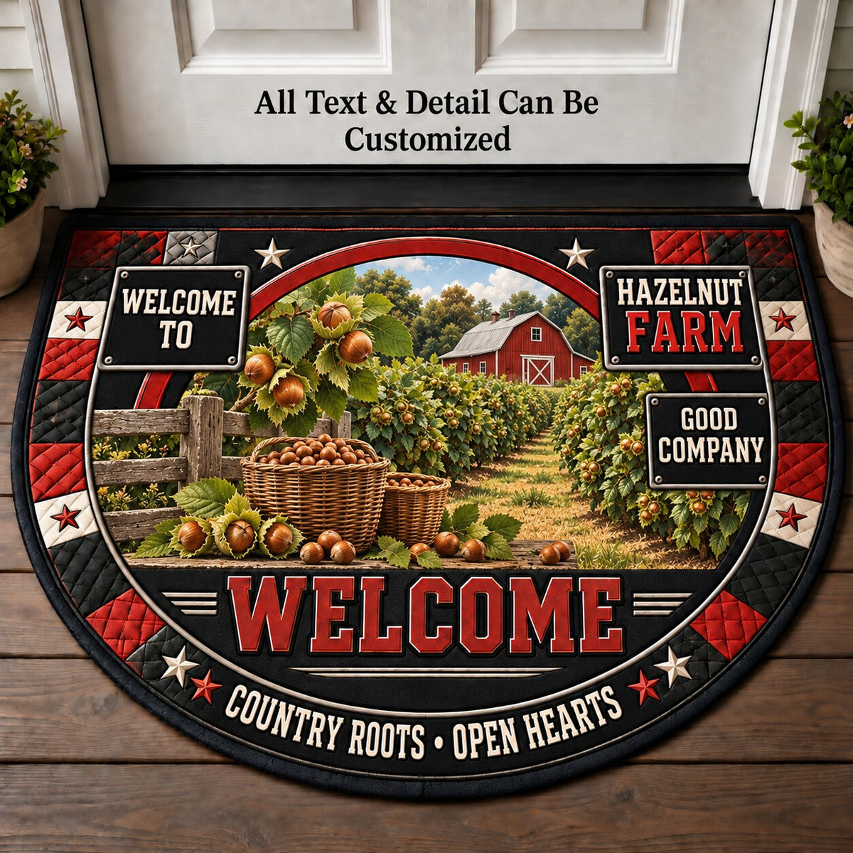 Hazelnut Farm Personalized Half Round Mat | 5To9Vibe