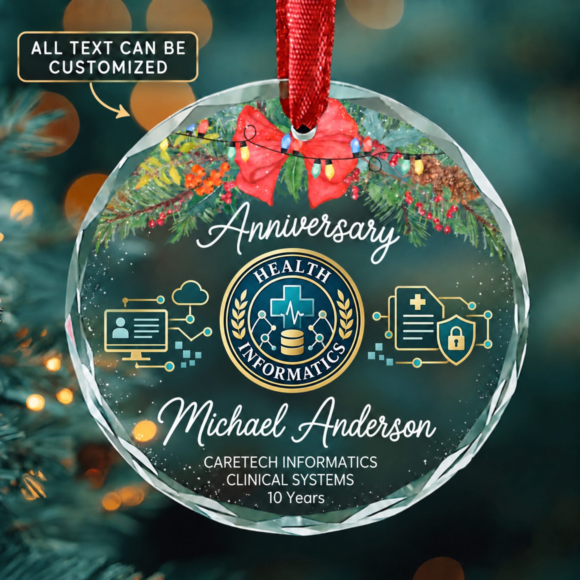 Health Informatics Specialists Personalized Glass Ornament | 5To9Vibe