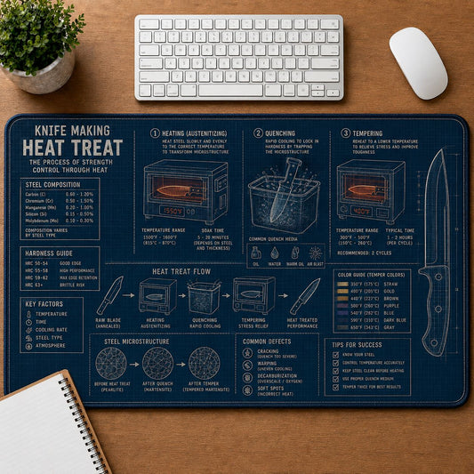 Knife Heat Treatment Handcraft Technical Guide Desk Mat | 5To9Vibe