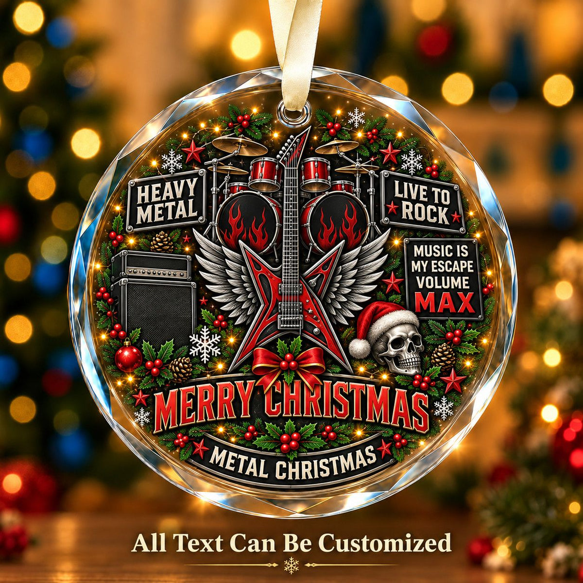 Heavy Metal Personalized Glass Ornament | 5To9Vibe