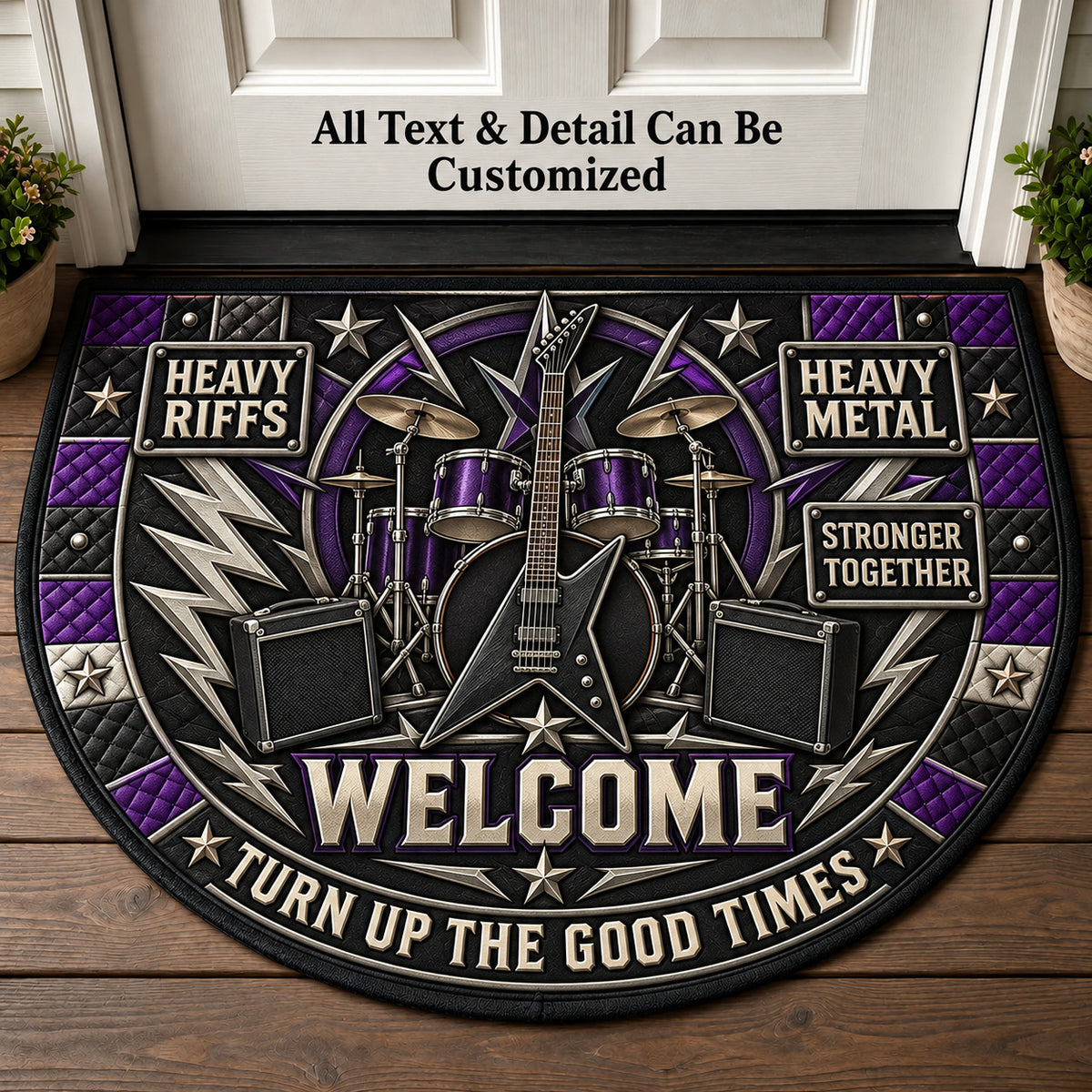 Heavy Metal Personalized Half Round Mat | 5To9Vibe