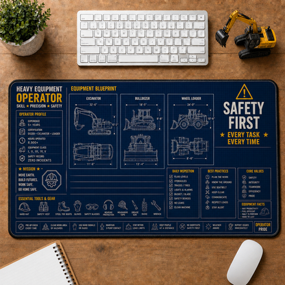 Carpenter Blueprint Large Desk Mat - Woodworking Tools & Joints Plus Size Mouse Pad - 5to9vibe