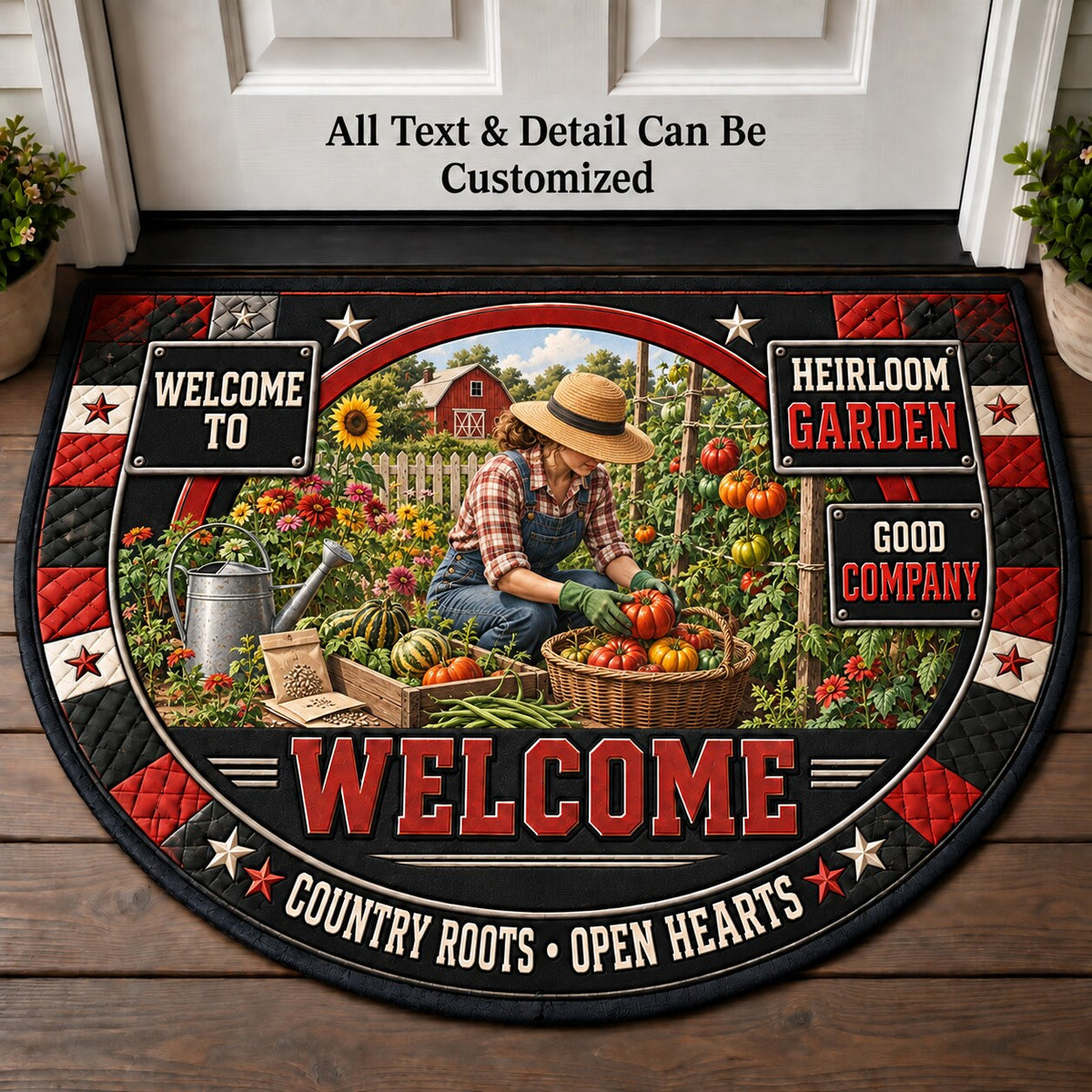 Heirloom Garden Personalized Half Round Mat | 5To9Vibe