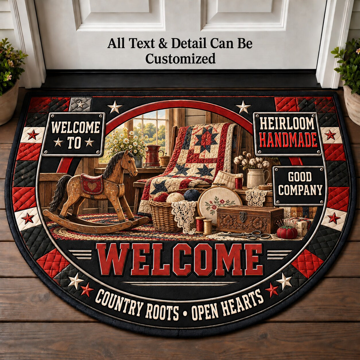 Heirloom Handmade Personalized Half Round Mat | 5To9Vibe