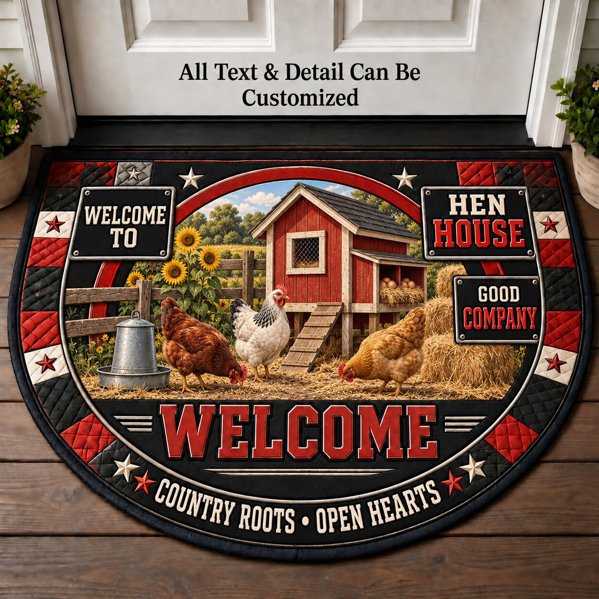 Hen House Personalized Half Round Mat | 5To9Vibe