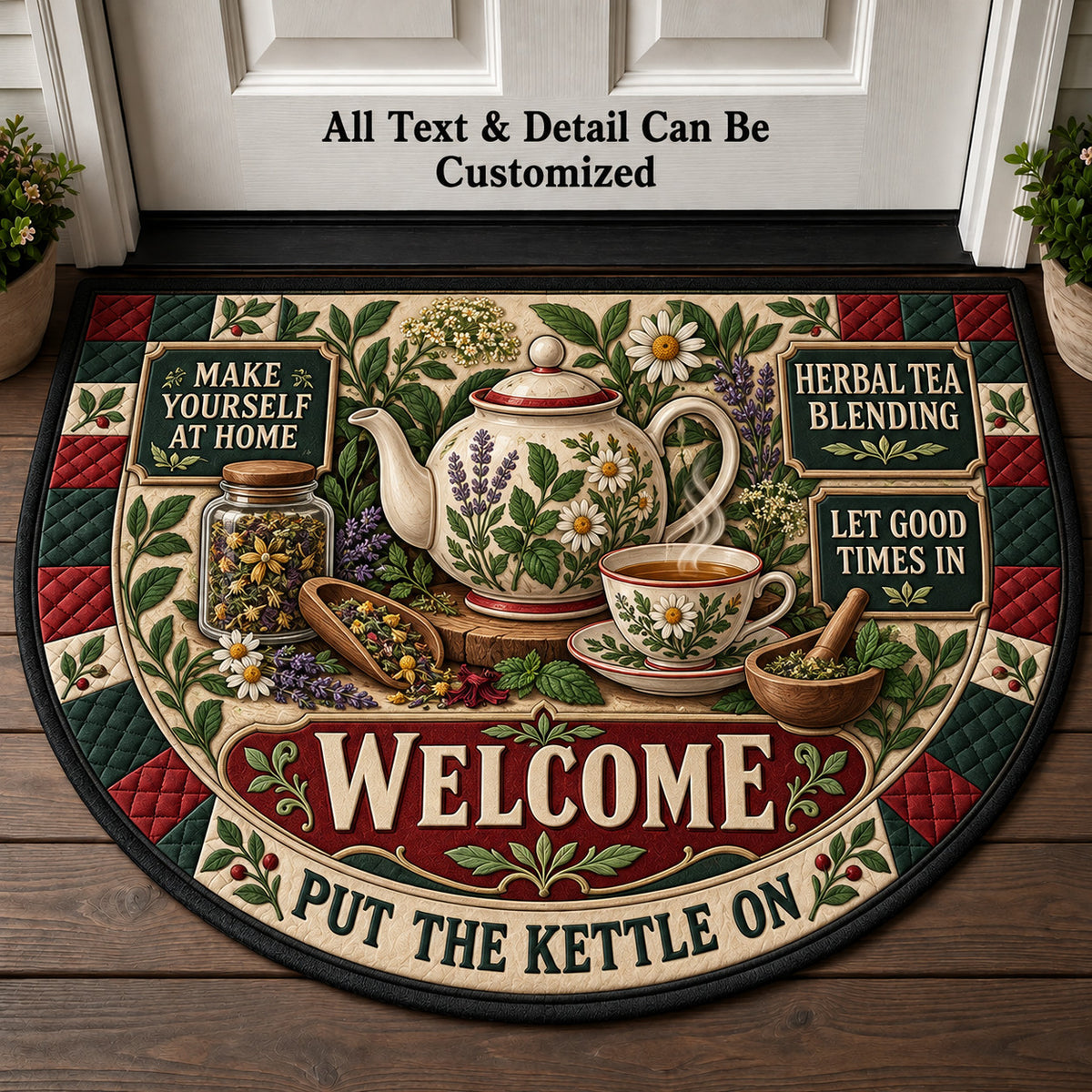 Herbal Tea Blending Personalized Half Round Mat | 5To9Vibe
