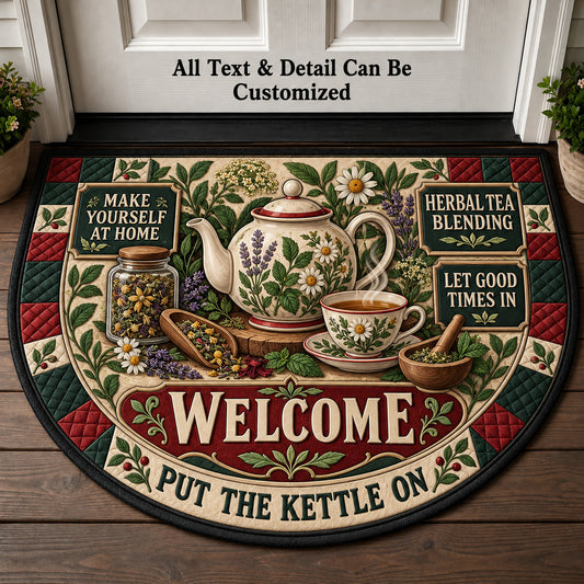 Herbal Tea Blending Personalized Half Round Mat | 5To9Vibe