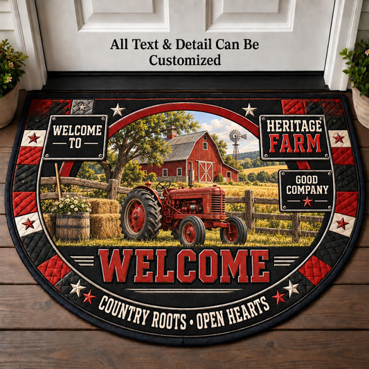 Heritage Farm Personalized Half Round Mat | 5To9Vibe