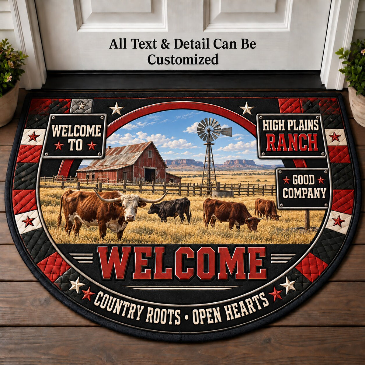 High Plains Ranch Personalized Half Round Mat | 5To9Vibe