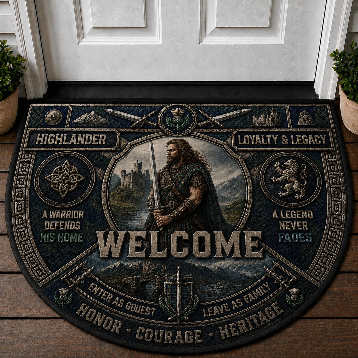 Legendary Warriors Viking Quilted Print Premium Welcome Mat – Personalized Doormat
