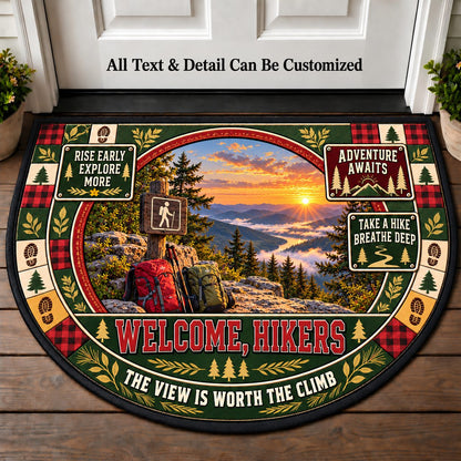 Cliffside Overlook - Hikers Welcome Personalized Half Round Mat | 5To9Vibe