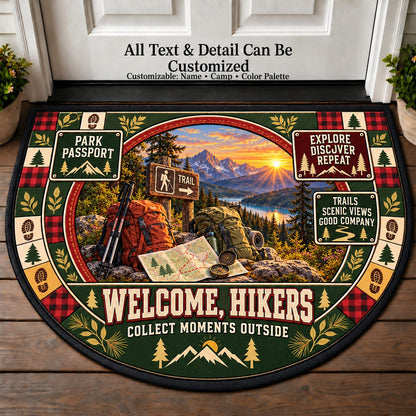 Park Passport - Hikers Welcome Personalized Half Round Mat | 5To9Vibe