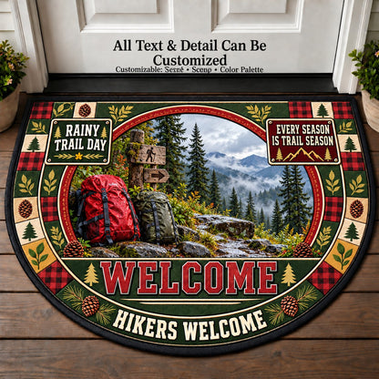 Rainy Trail Day - Hikers Welcome Personalized Half Round Mat | 5To9Vibe
