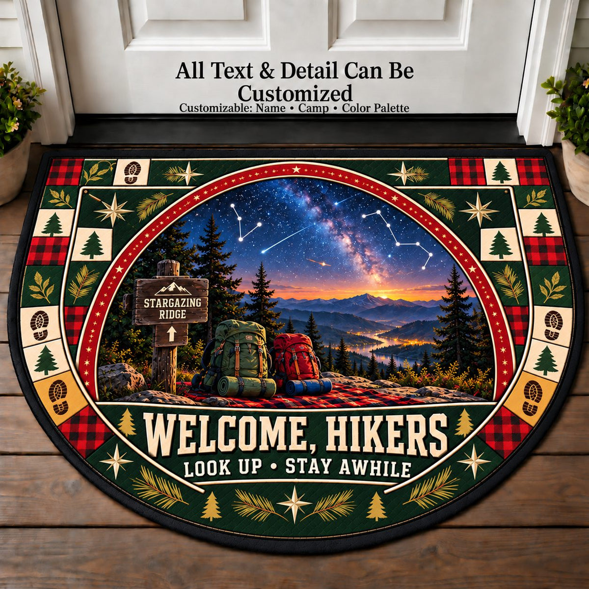 Stargazing Ridge - Hikers Welcome Personalized Half Round Mat | 5To9Vibe