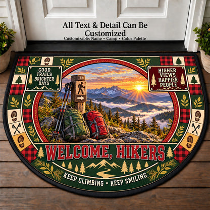 Summit View - Hikers Welcome Personalized Half Round Mat | 5To9Vibe