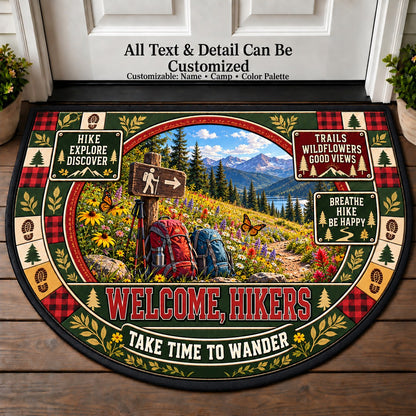 Wildflower Meadow - Hikers Welcome Personalized Half Round Mat | 5To9Vibe