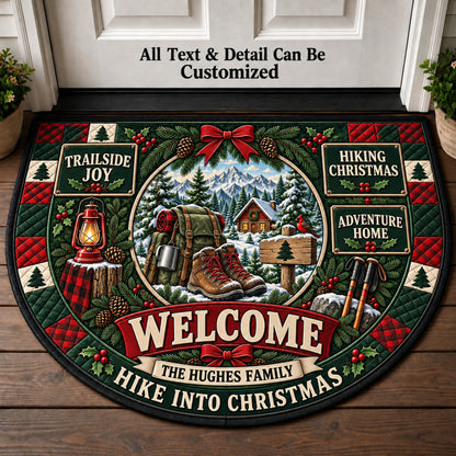 Hiking Christmas Personalized Half Round Mat | 5To9Vibe