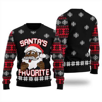 Hilarious African American Santa Holiday Sweater Women