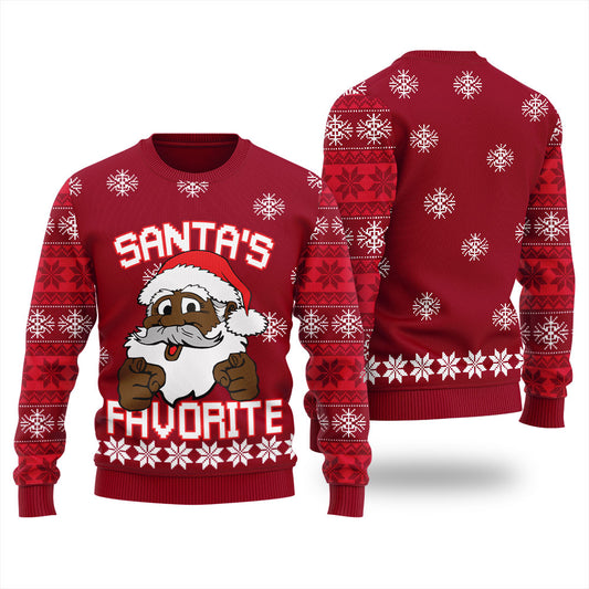Hilarious African American Santa Holiday Sweater Women