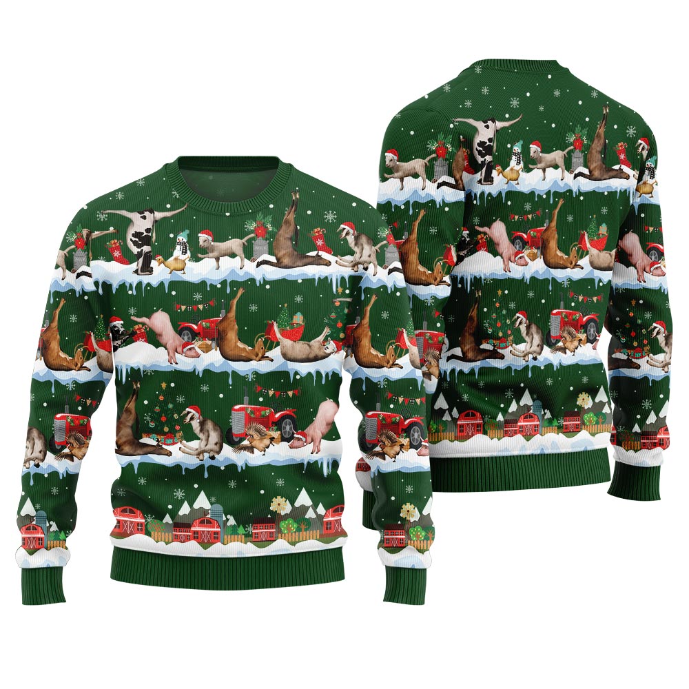 Hilarious Barnyard Chaos Ugly Christmas Sweater