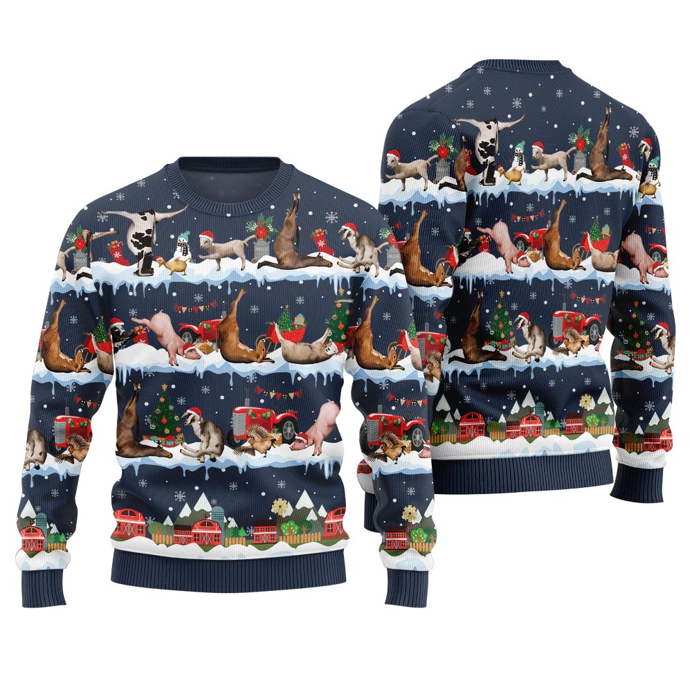 Hilarious Barnyard Chaos Ugly Christmas Sweater