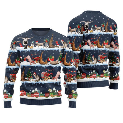 Hilarious Barnyard Chaos Ugly Christmas Sweater