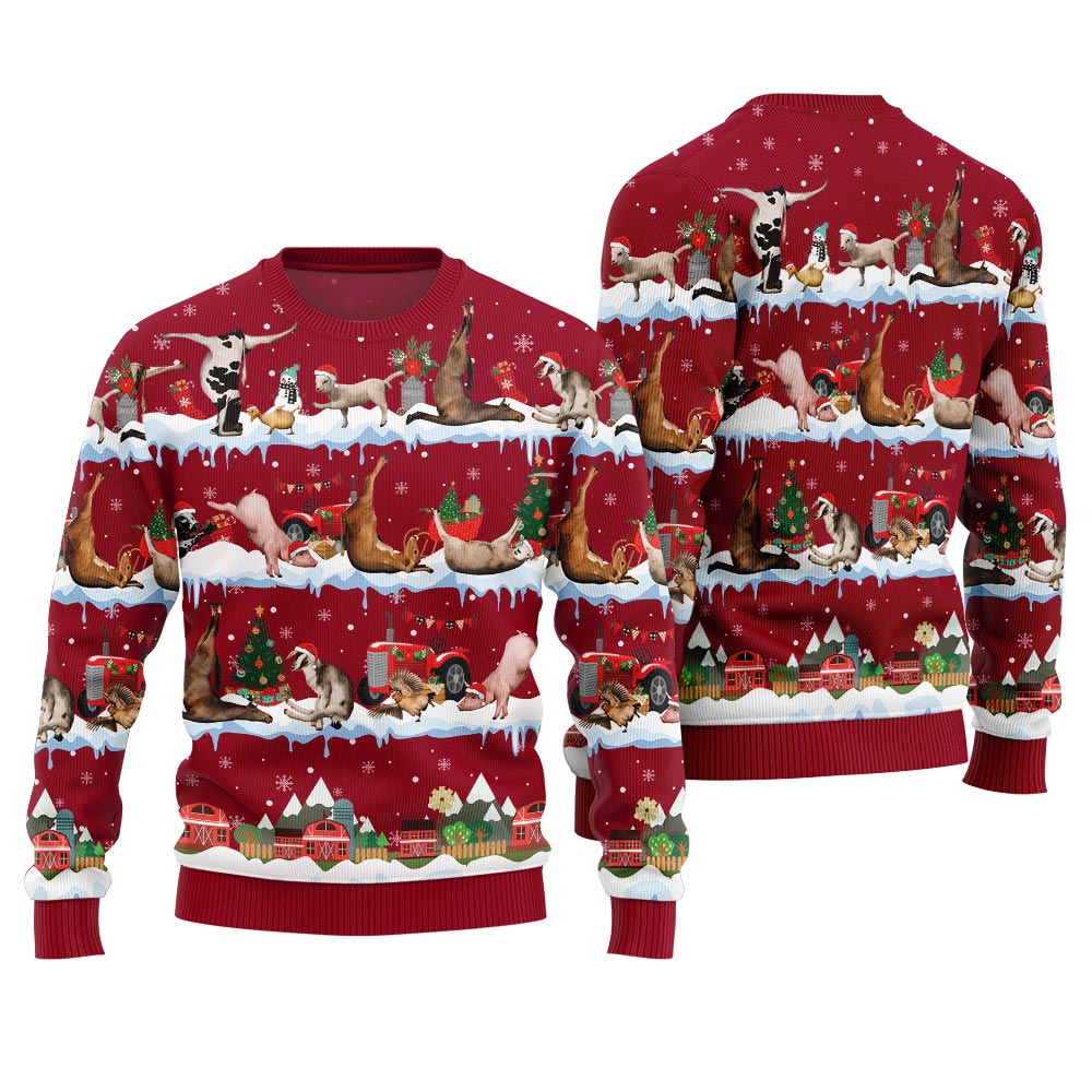 Hilarious Barnyard Chaos Ugly Christmas Sweater