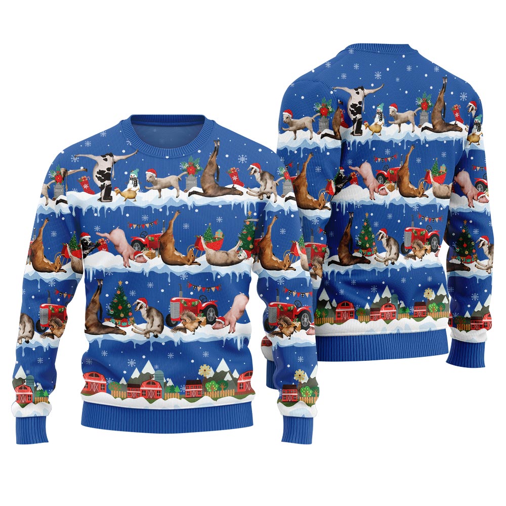 Hilarious Barnyard Chaos Ugly Christmas Sweater