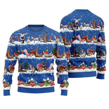 Hilarious Barnyard Chaos Ugly Christmas Sweater
