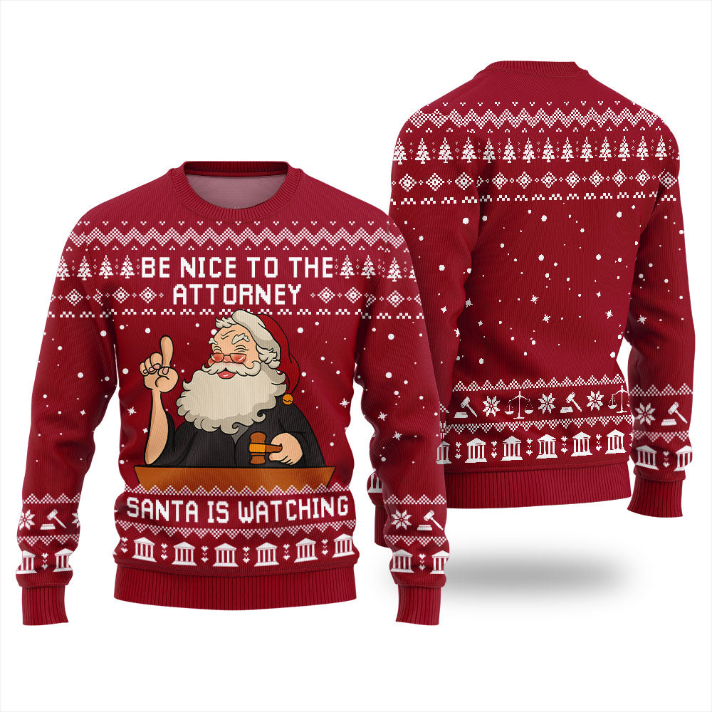 Hilarious Be Nice To Attorney Christmas Sweater Red