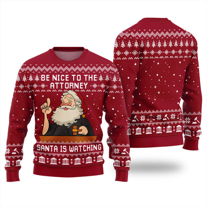 Hilarious Be Nice To Attorney Christmas Sweater Red