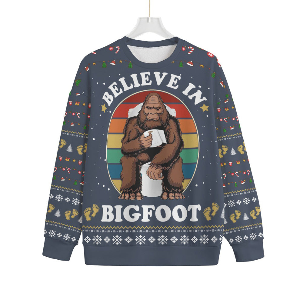 Hilarious Believe In Bigfoot Plus Size Ugly Christmas Sweater