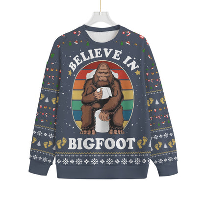 Hilarious Believe In Bigfoot Plus Size Ugly Christmas Sweater
