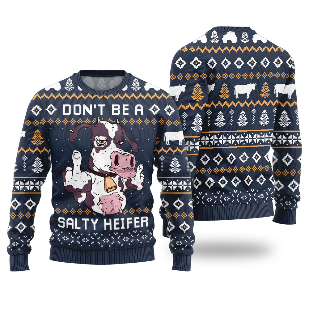 Hilarious Cow Naughty Christmas Sweater Navy