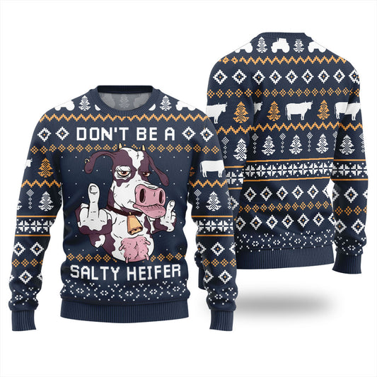 Hilarious Cow Naughty Christmas Sweater Navy