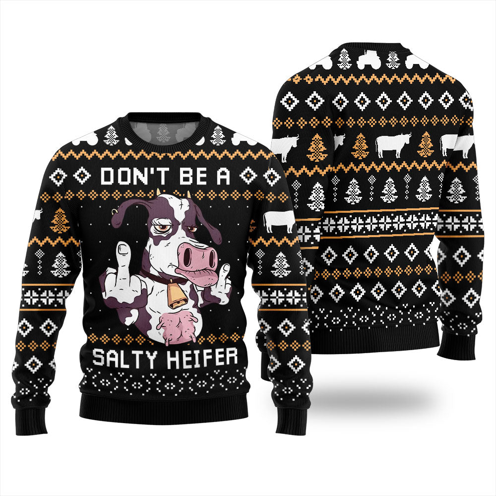 Hilarious Cow Inappropriate Christmas Sweater Black