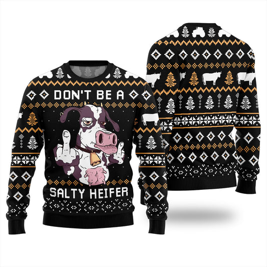 Hilarious Cow Inappropriate Christmas Sweater Black