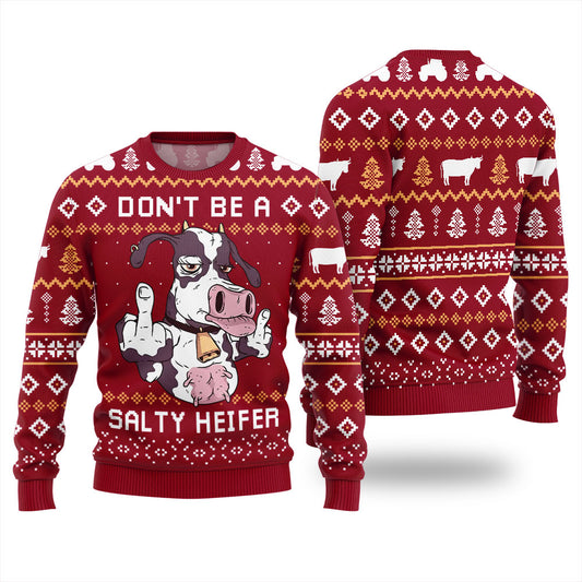 Hilarious Cow Naughty Ugly Christmas Sweater Red