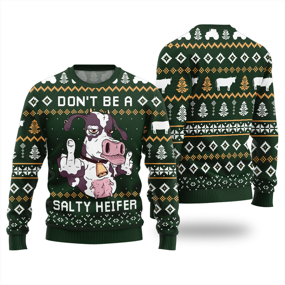 Hilarious Cow Inappropriate Xmas Sweater Green