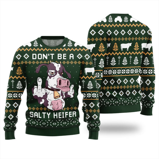 Hilarious Cow Inappropriate Xmas Sweater Green