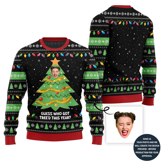 Hilarious Custom Face Christmas Tree Sweater